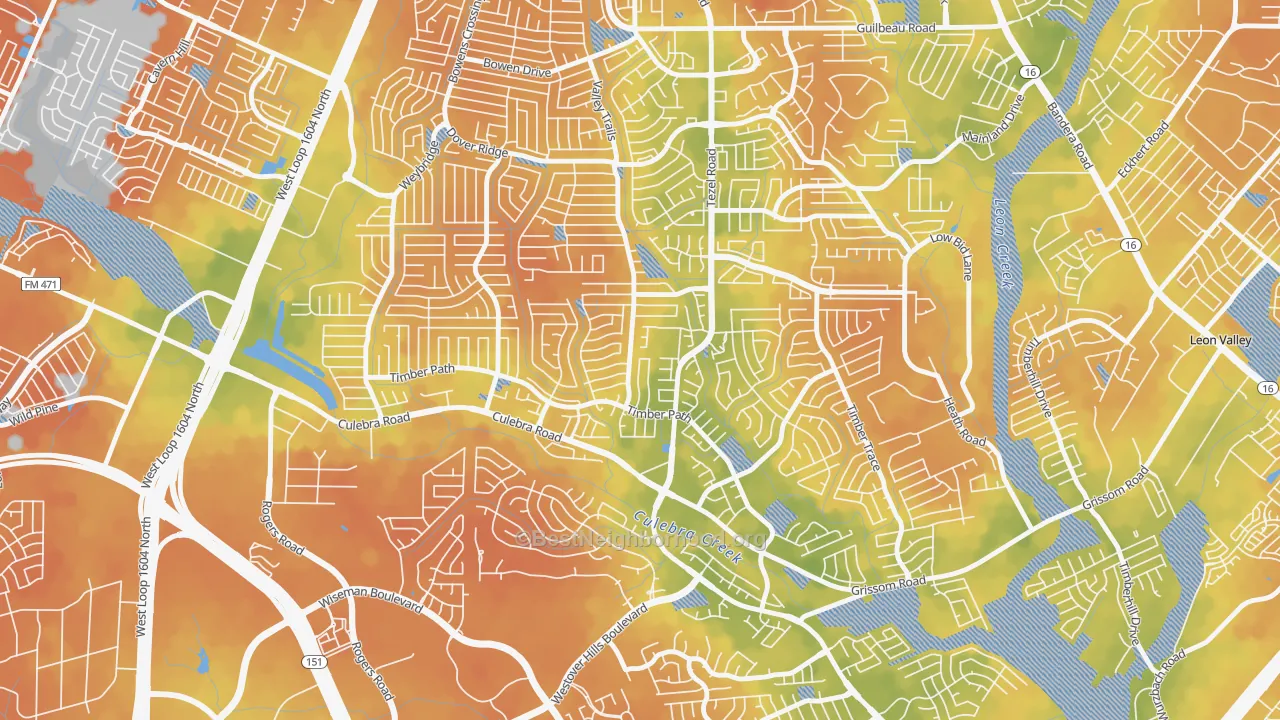 Bike Grade map of Great Northwest, San Antonio, TX