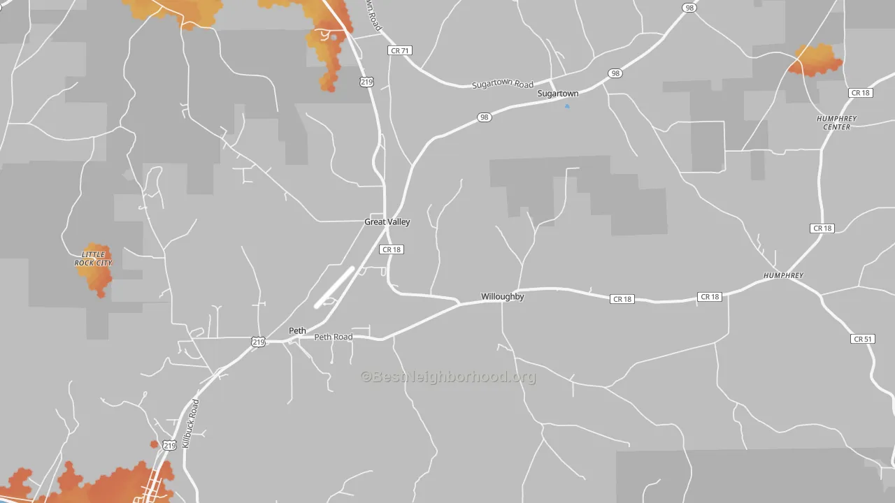 Bike Grade map of Great Valley, NY