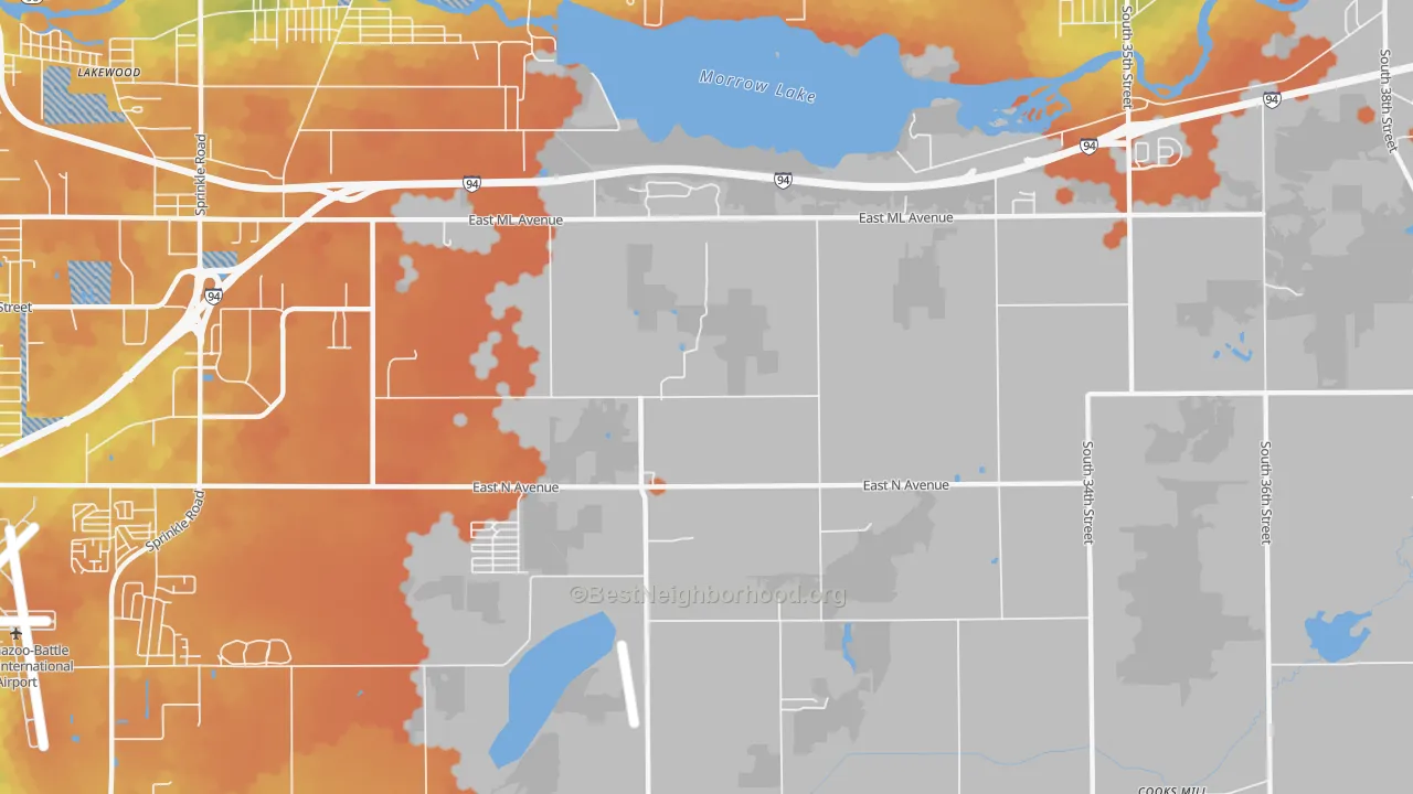 Bike Grade map of Greater Galesburg, MI