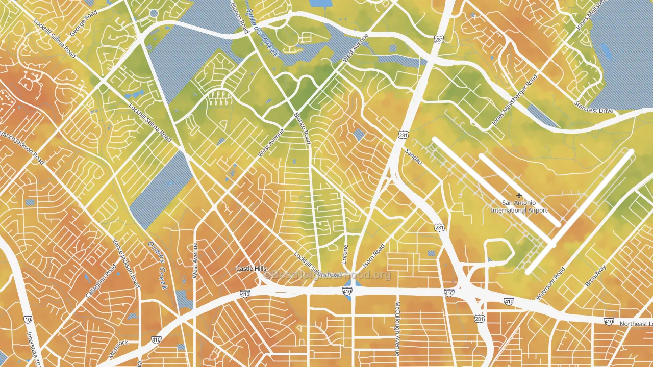 Bike Grade map of Greater Harmony Hills, San Antonio, TX
