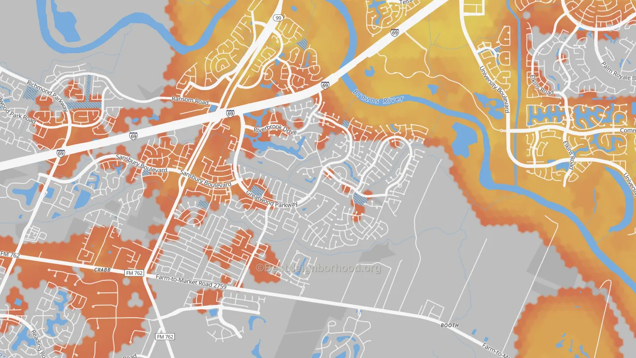 Bike Grade map of Greatwood, TX