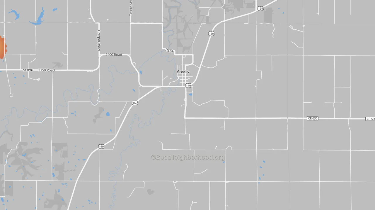 Bike Grade map of Greeley, KS