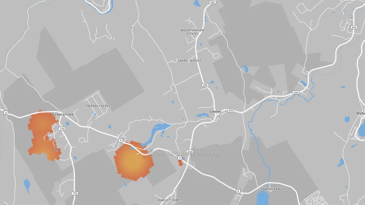 Bike Grade map of Greeley, PA