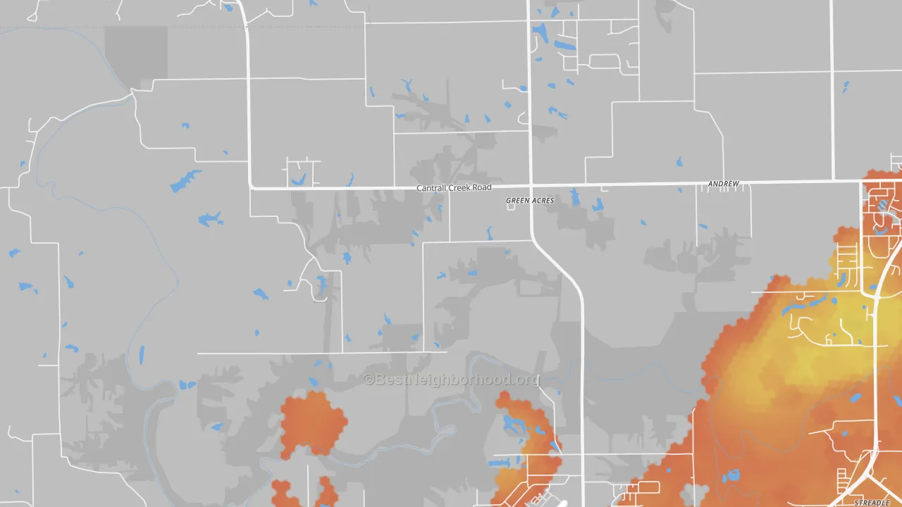 Bike Grade map of Green Acres, IL