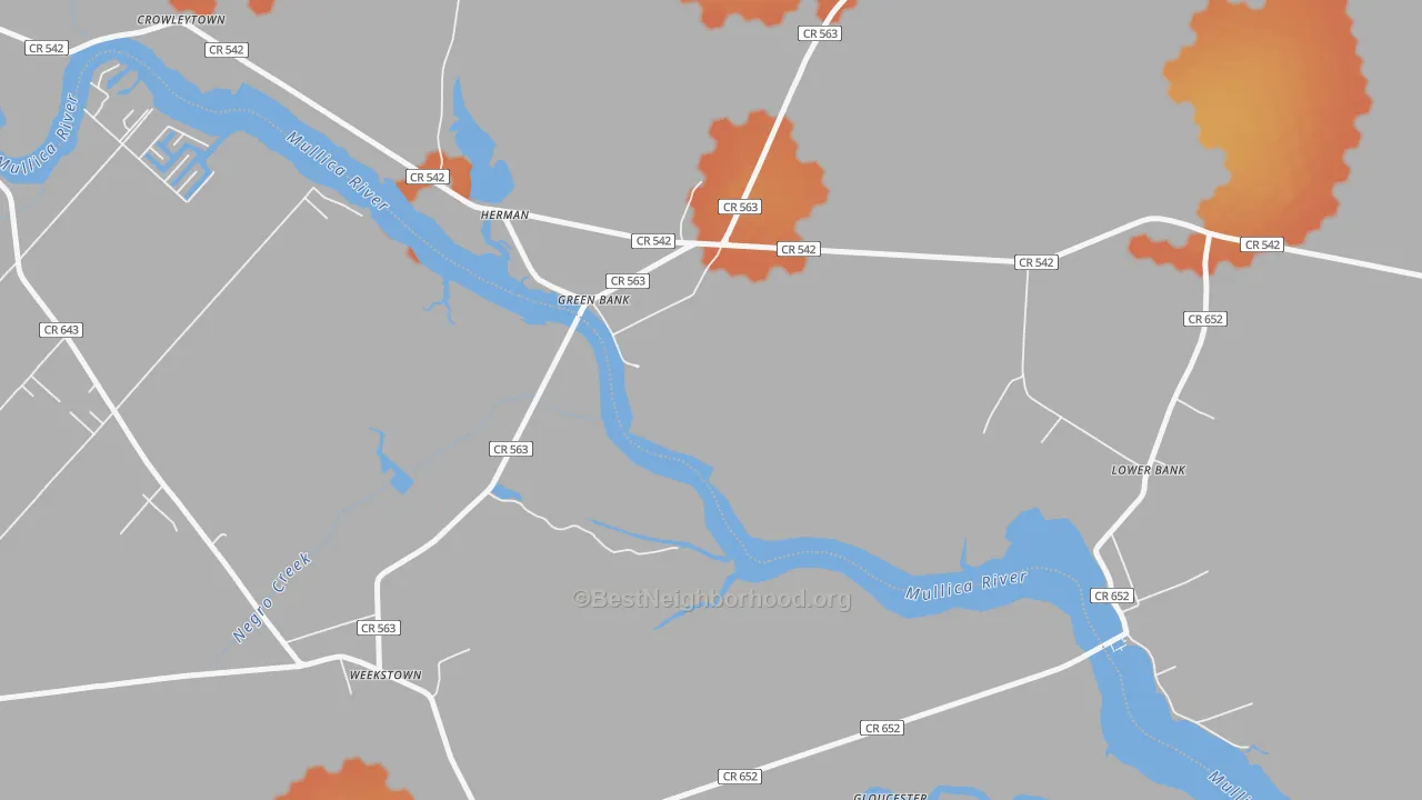 Bike Grade map of Green Bank, NJ