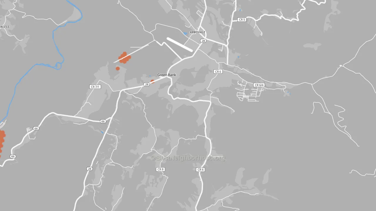 Bike Grade map of Green Bank, WV