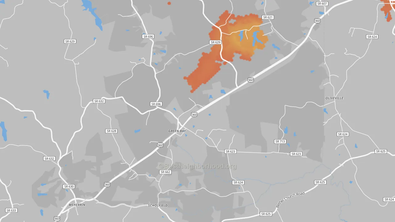 Bike Grade map of Green Bay, VA