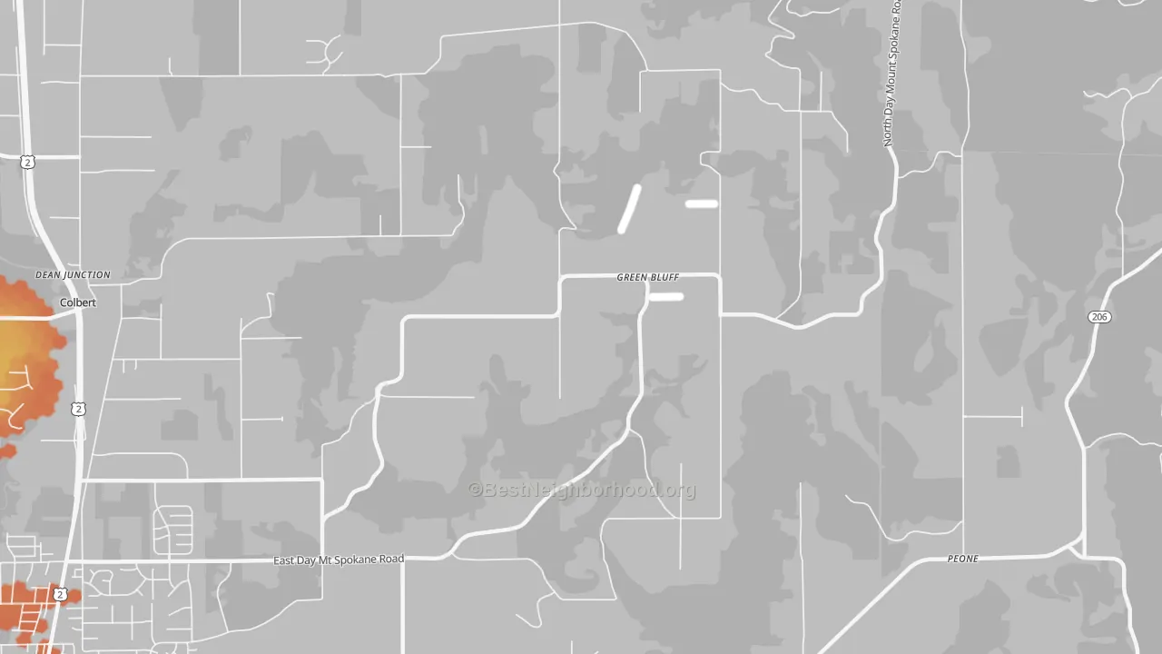 Bike Grade map of Green Bluff, WA