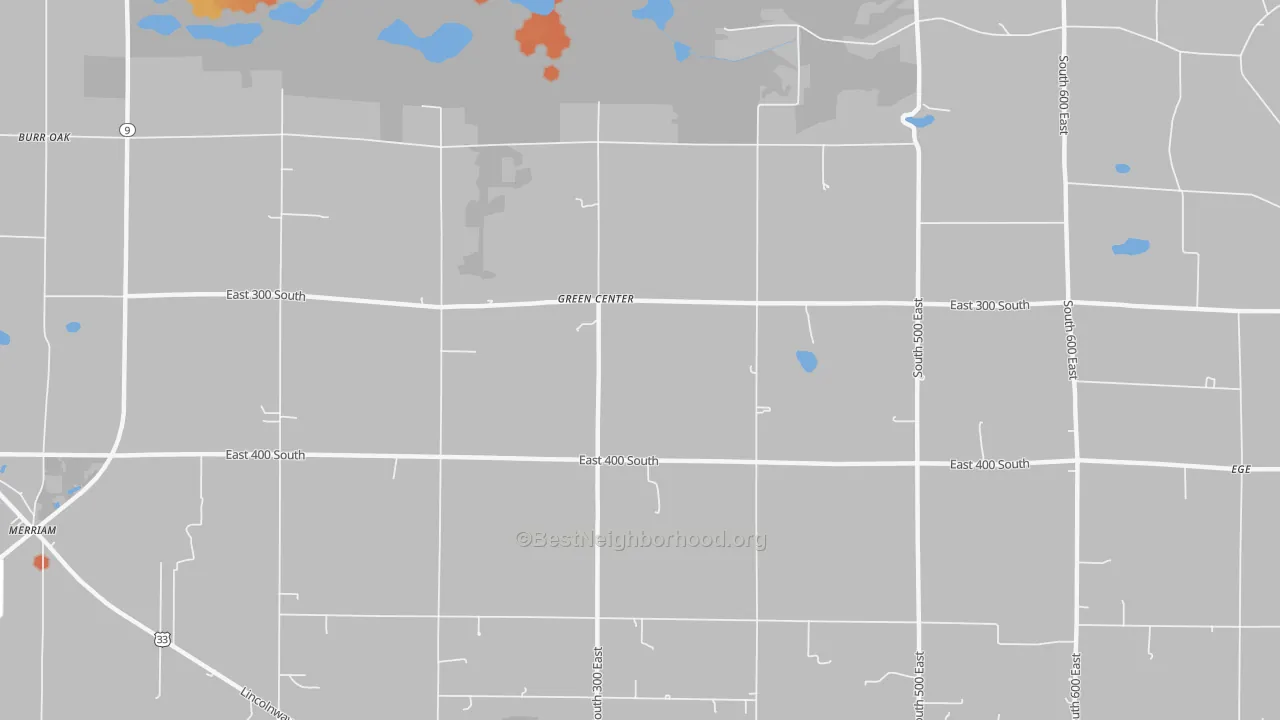 Bike Grade map of Green Center, IN