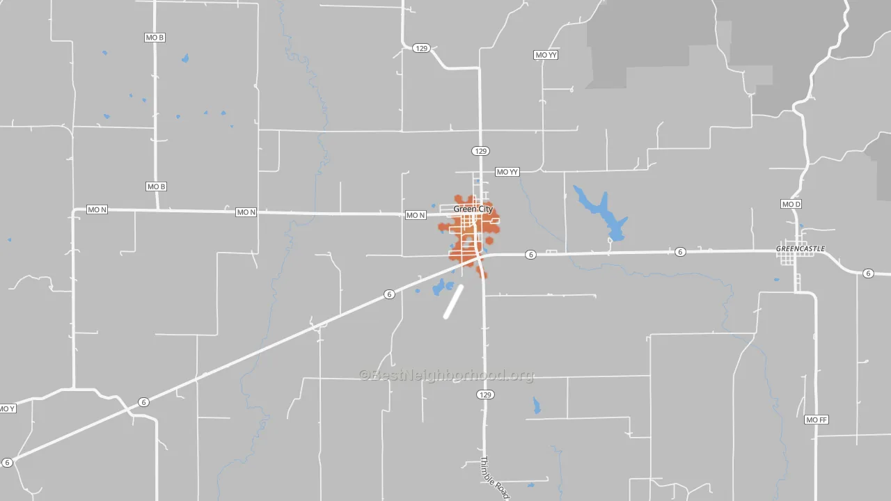 Bike Grade map of Green City, MO