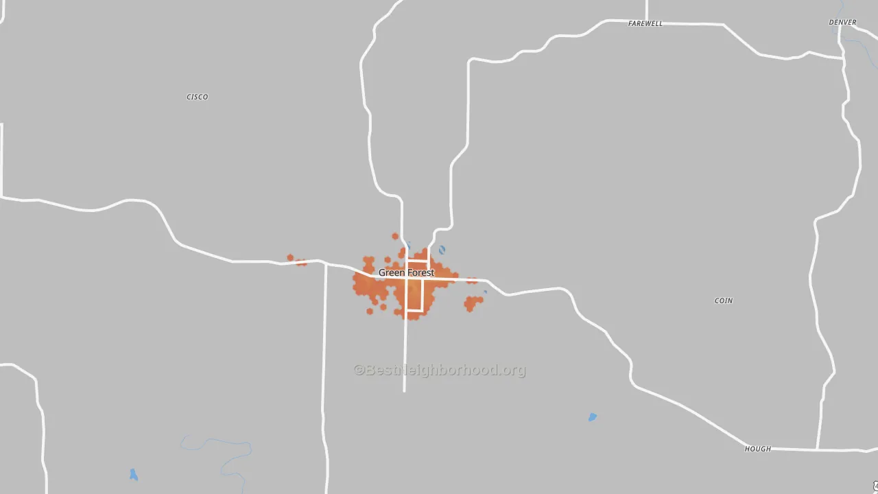 Bike Grade map of Green Forest, AR