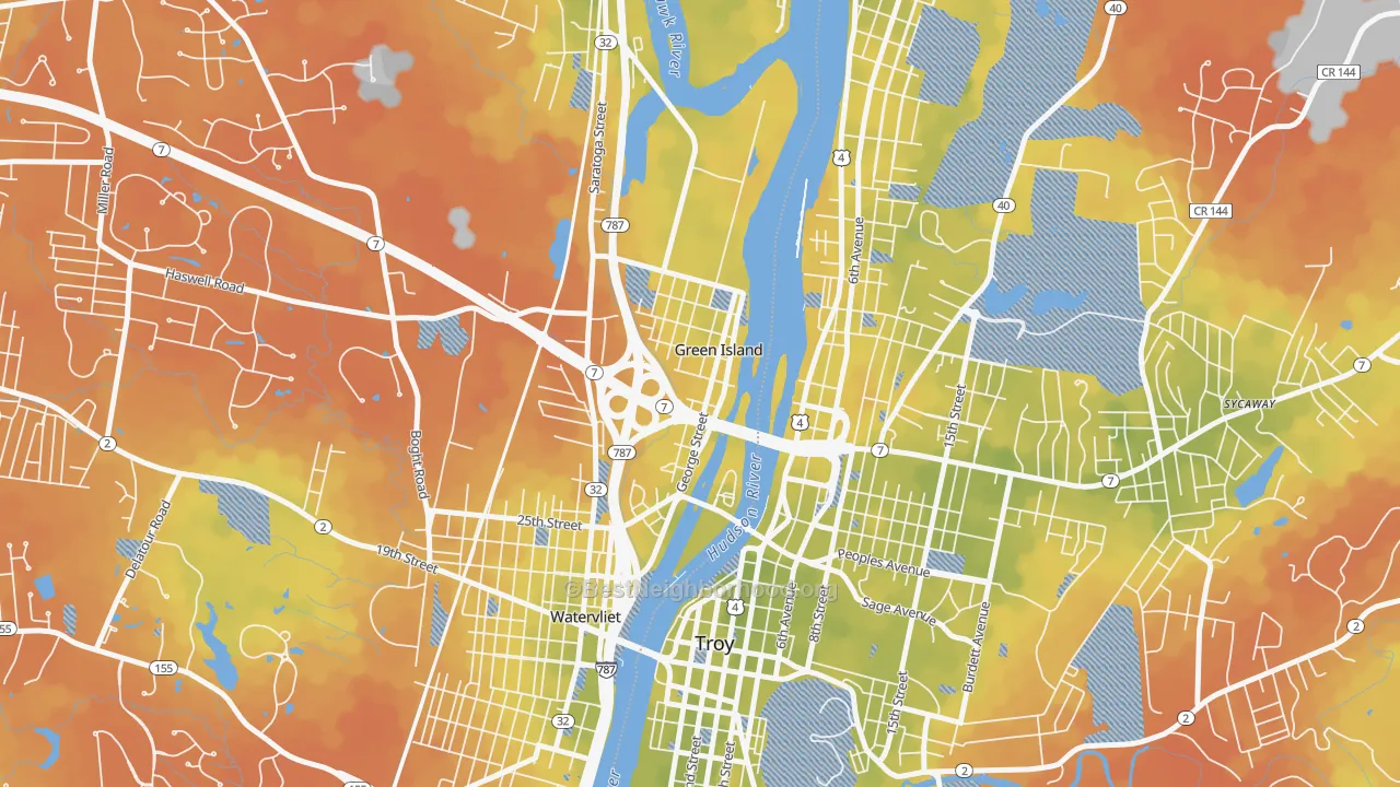 Bike Grade map of Green Island, NY