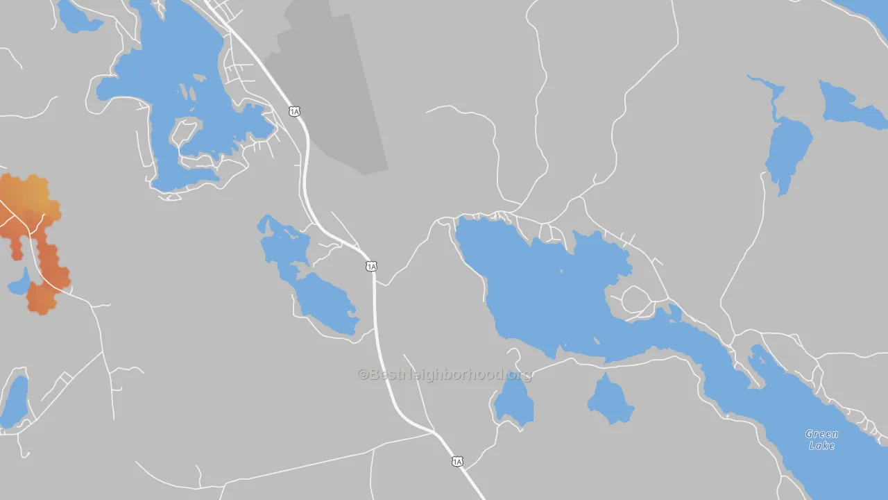 Bike Grade map of Green Lake, ME