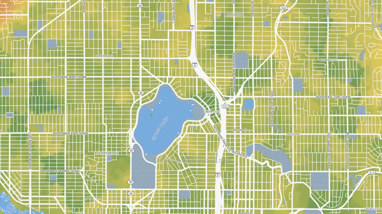 Bike Grade map of Green Lake, Seattle, WA