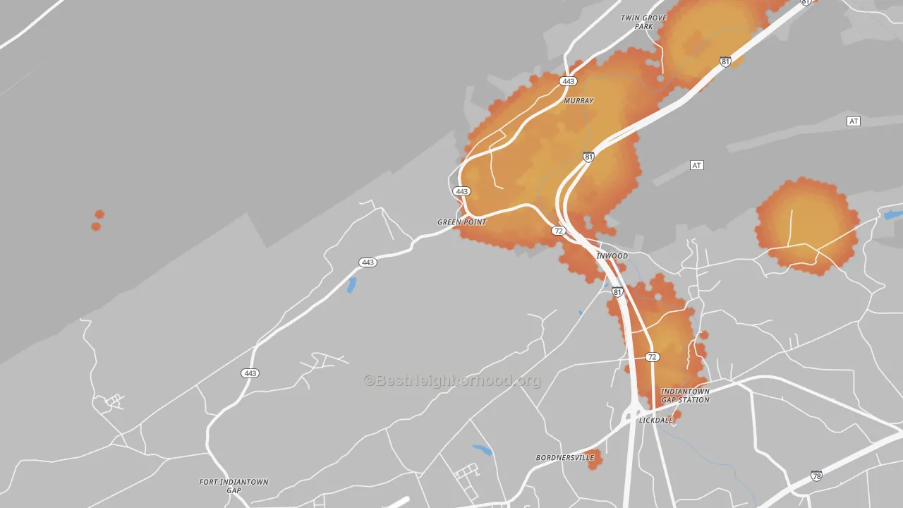 Bike Grade map of Green Point, PA