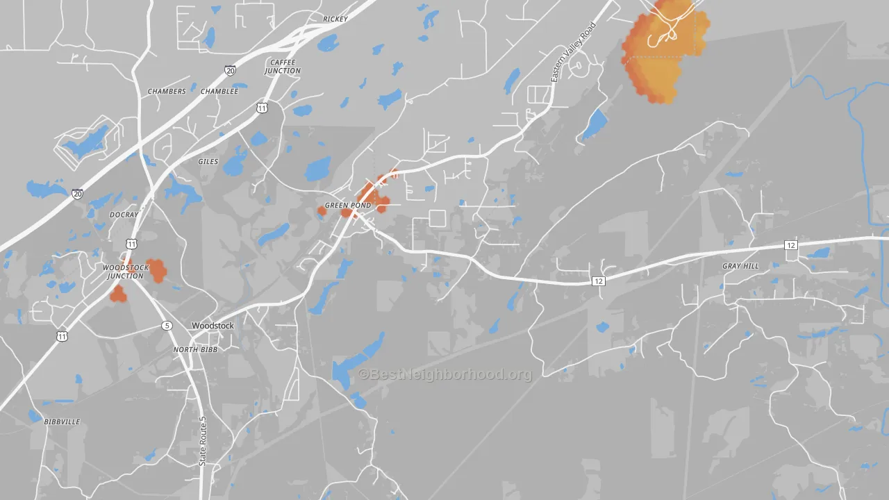 Bike Grade map of Green Pond, AL