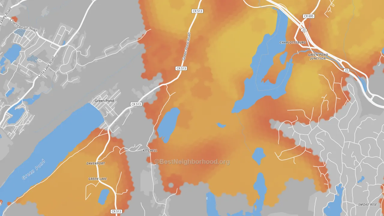 Bike Grade map of Green Pond, NJ