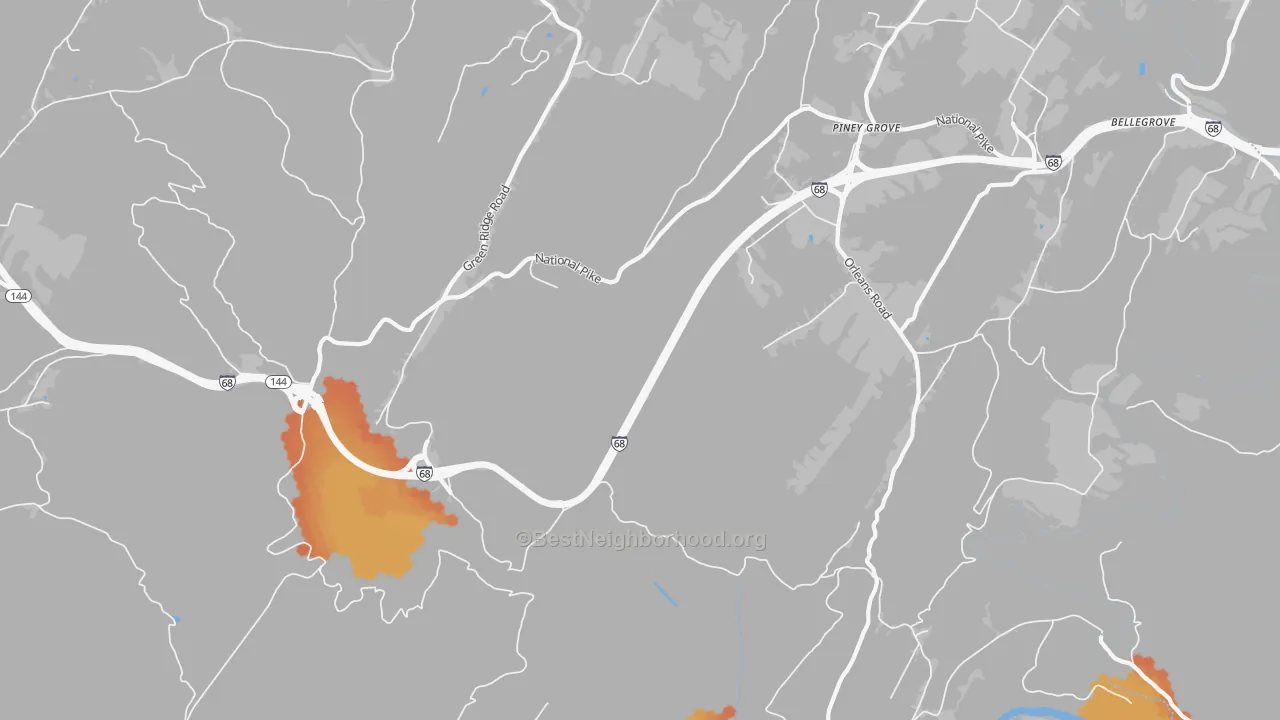 Bike Grade map of Green Ridge, MD