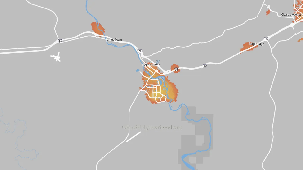 Bike Grade map of Green River, WY