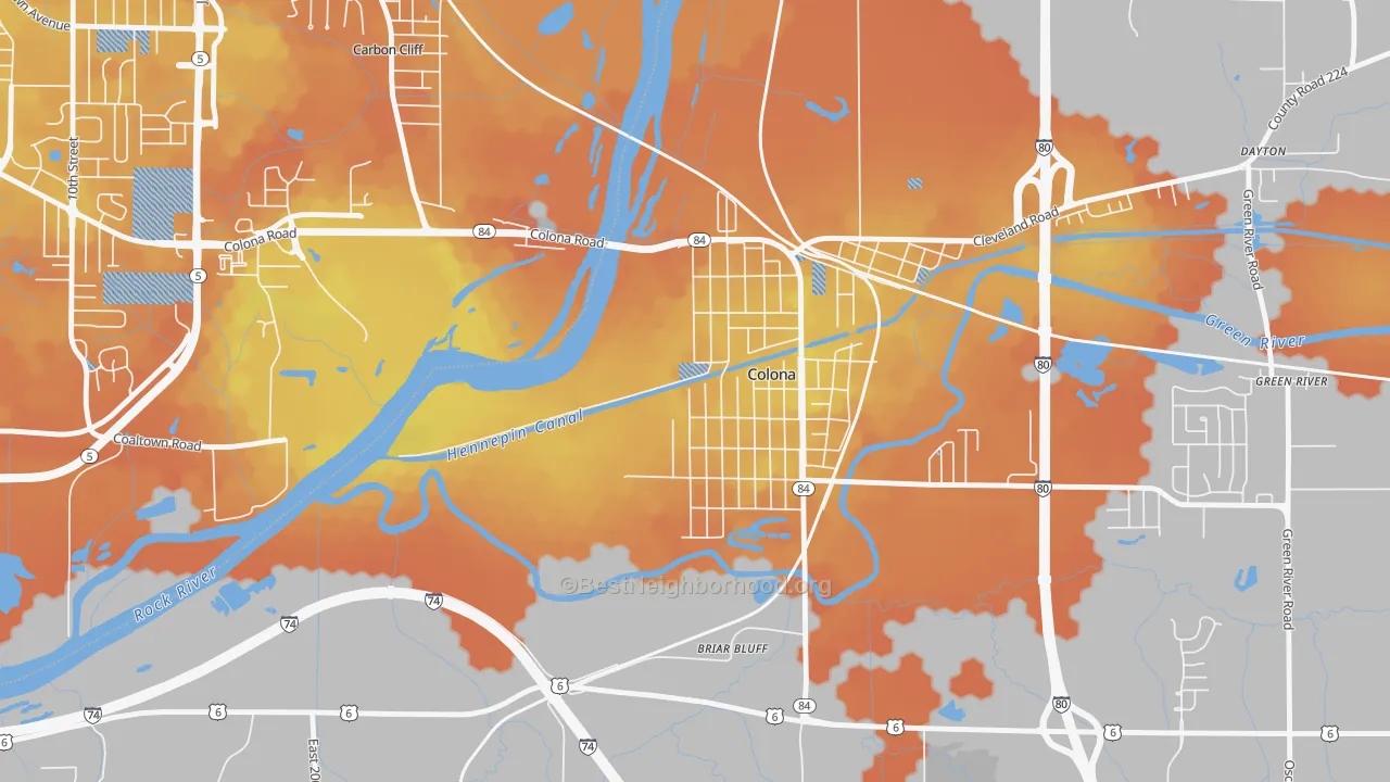 Bike Grade map of Green Rock, IL