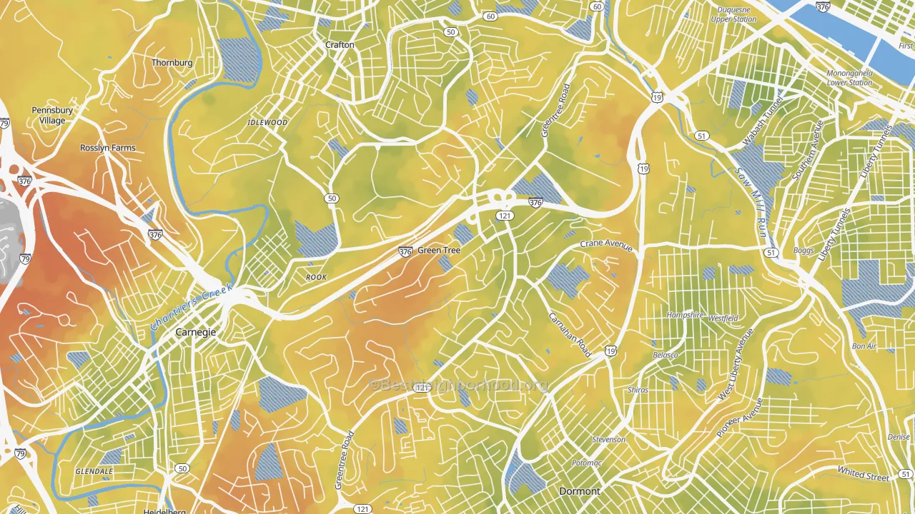 Bike Grade map of Green Tree, PA