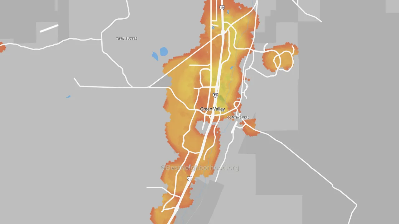 Bike Grade map of Green Valley, AZ
