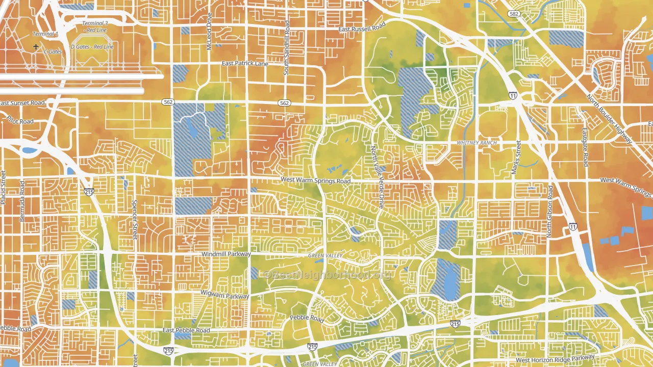 Bike Grade map of Green Valley North, Henderson, NV