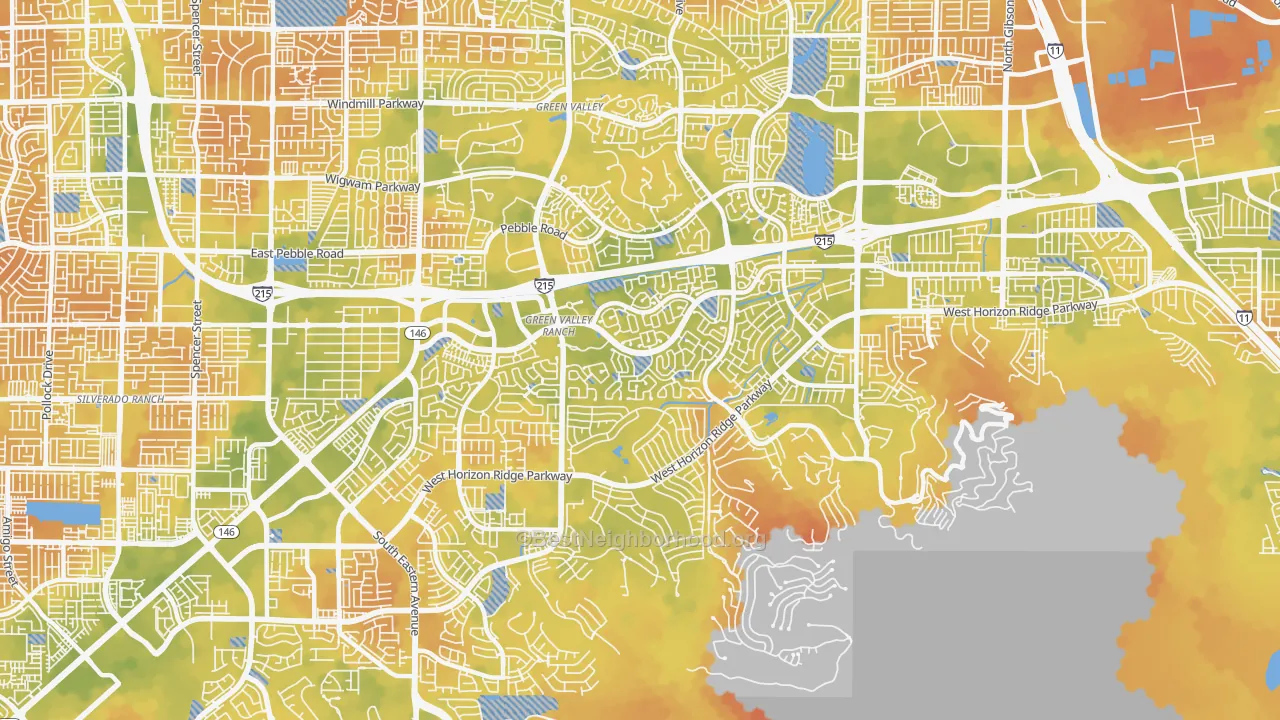 Bike Grade map of Green Valley Ranch, Henderson, NV