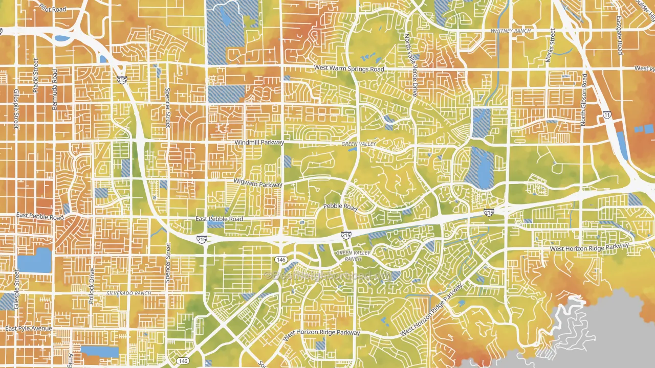 Bike Grade map of Green Valley South, Henderson, NV