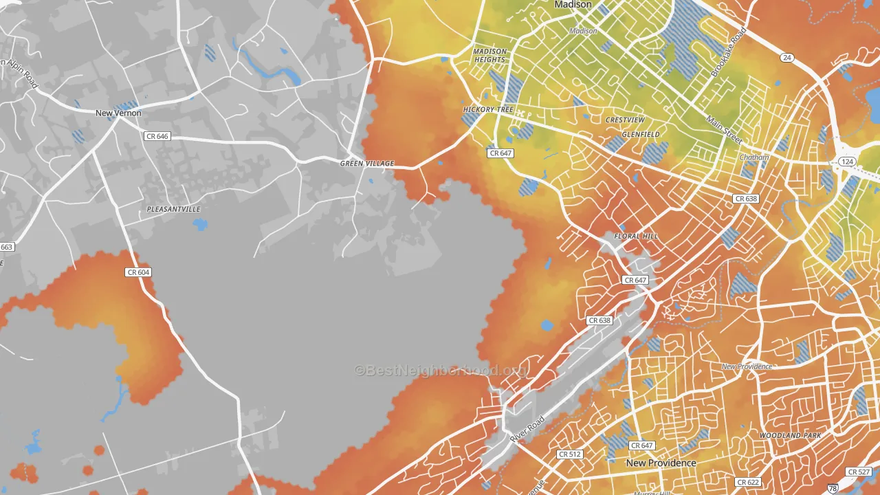 Bike Grade map of Green Village, NJ
