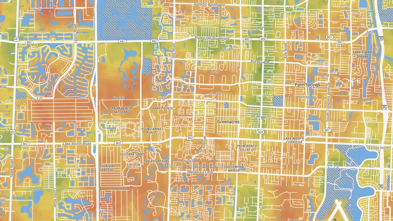 Bike Grade map of Greenacres, FL