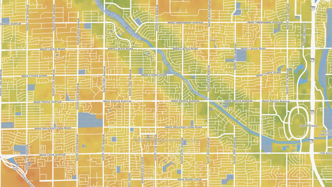 Bike Grade map of Greenbriar, Glendale, AZ
