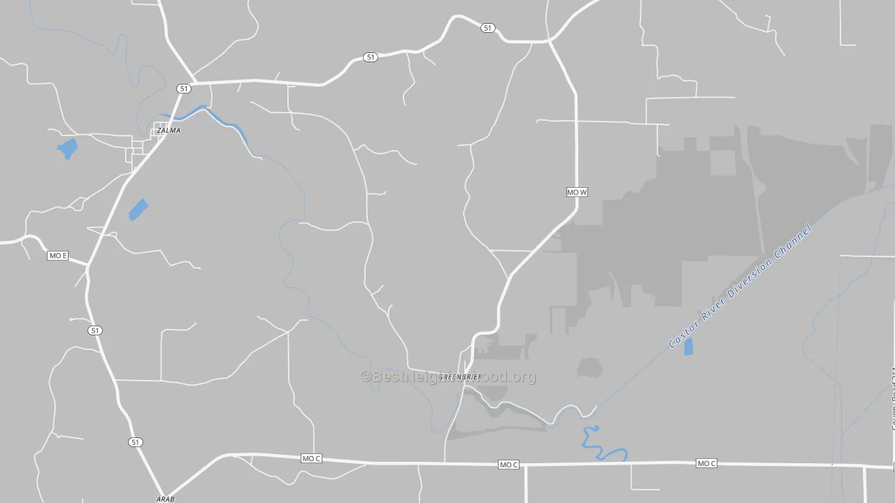 Bike Grade map of Greenbrier, MO