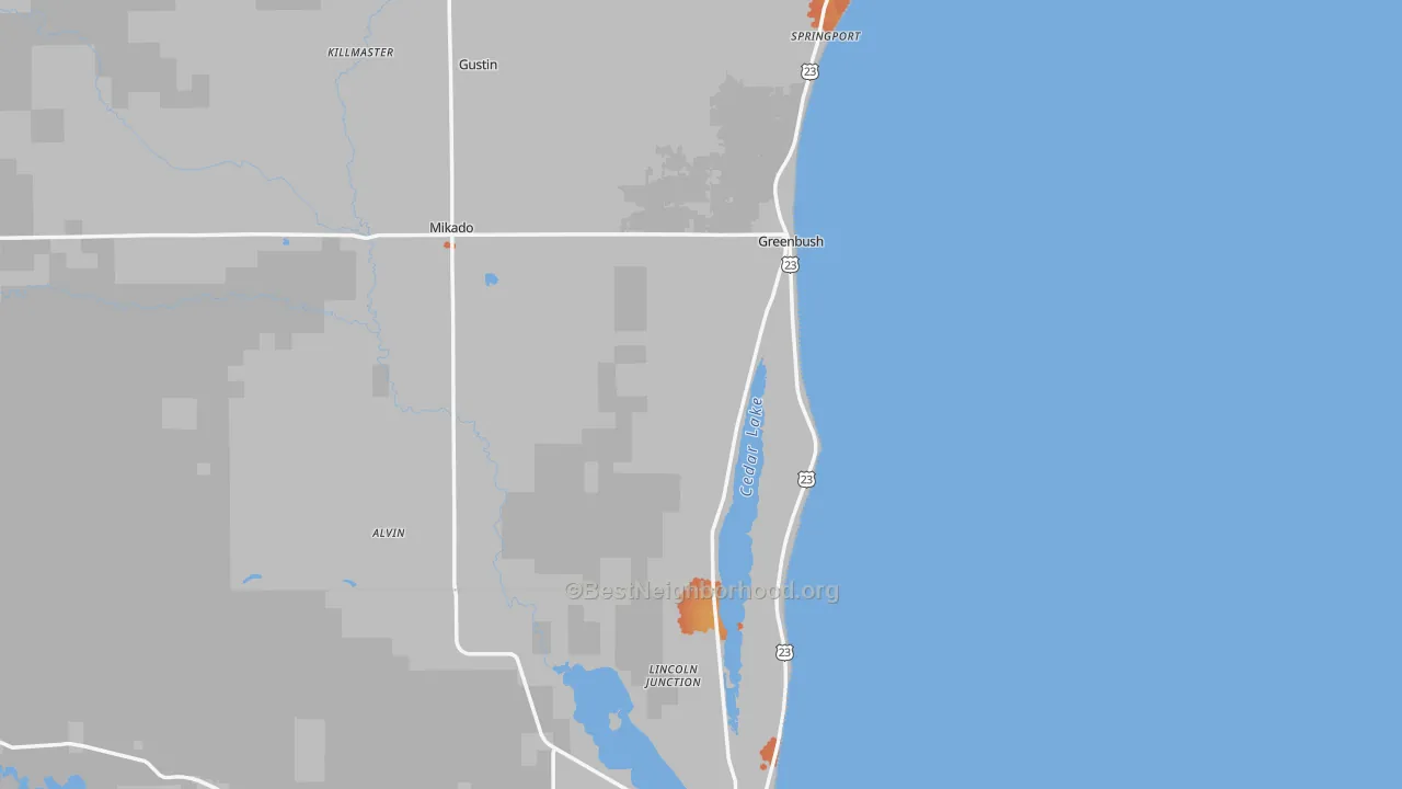 Bike Grade map of Greenbush, MI
