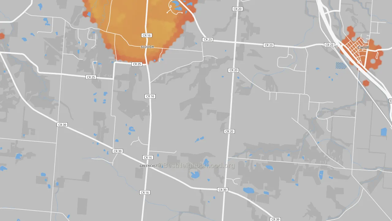 Bike Grade map of Greencastle, OH