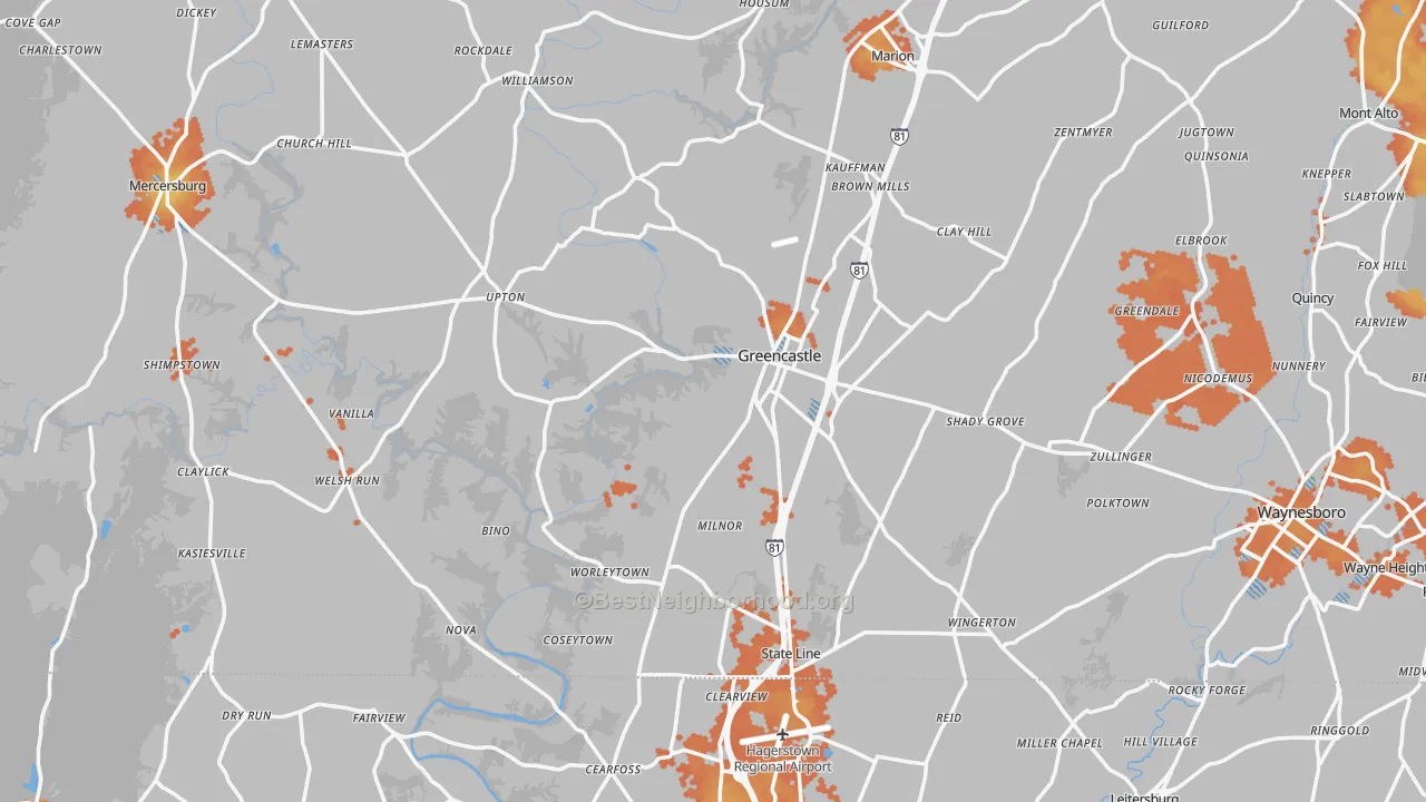 Bike Grade map of Greencastle, PA