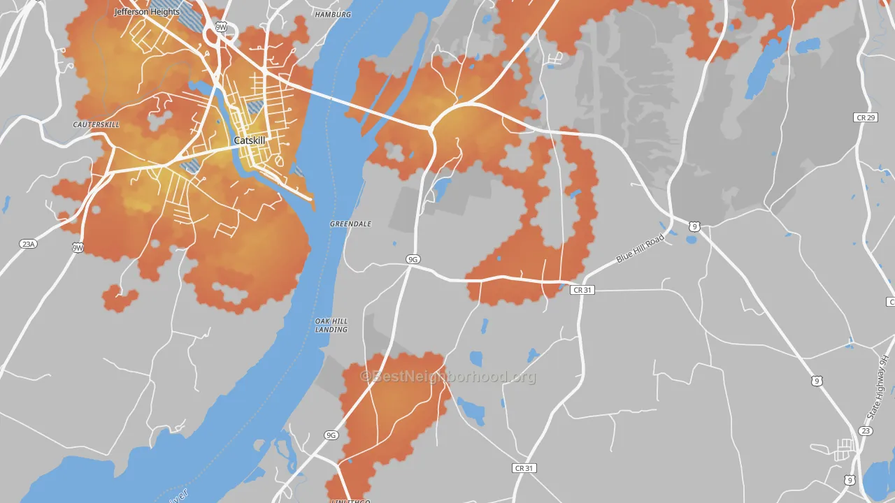 Bike Grade map of Greendale, NY