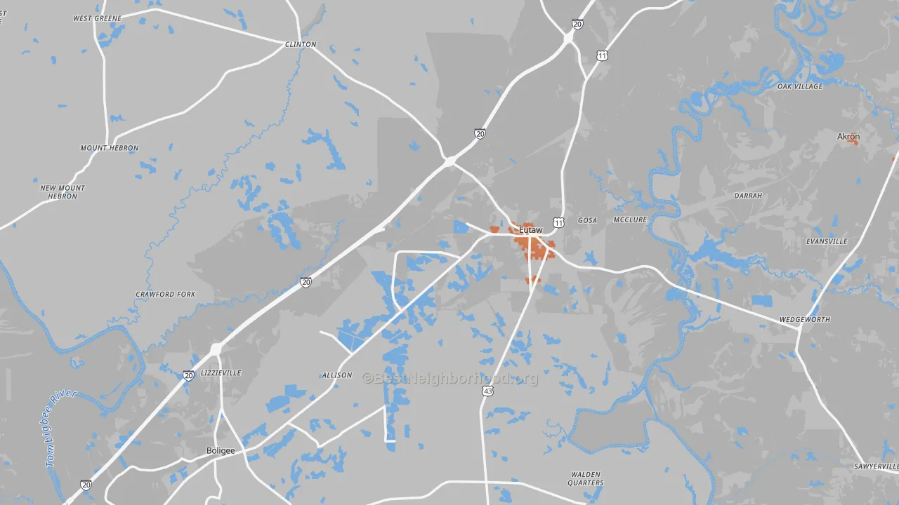 Bike Grade map of Greene County, AL