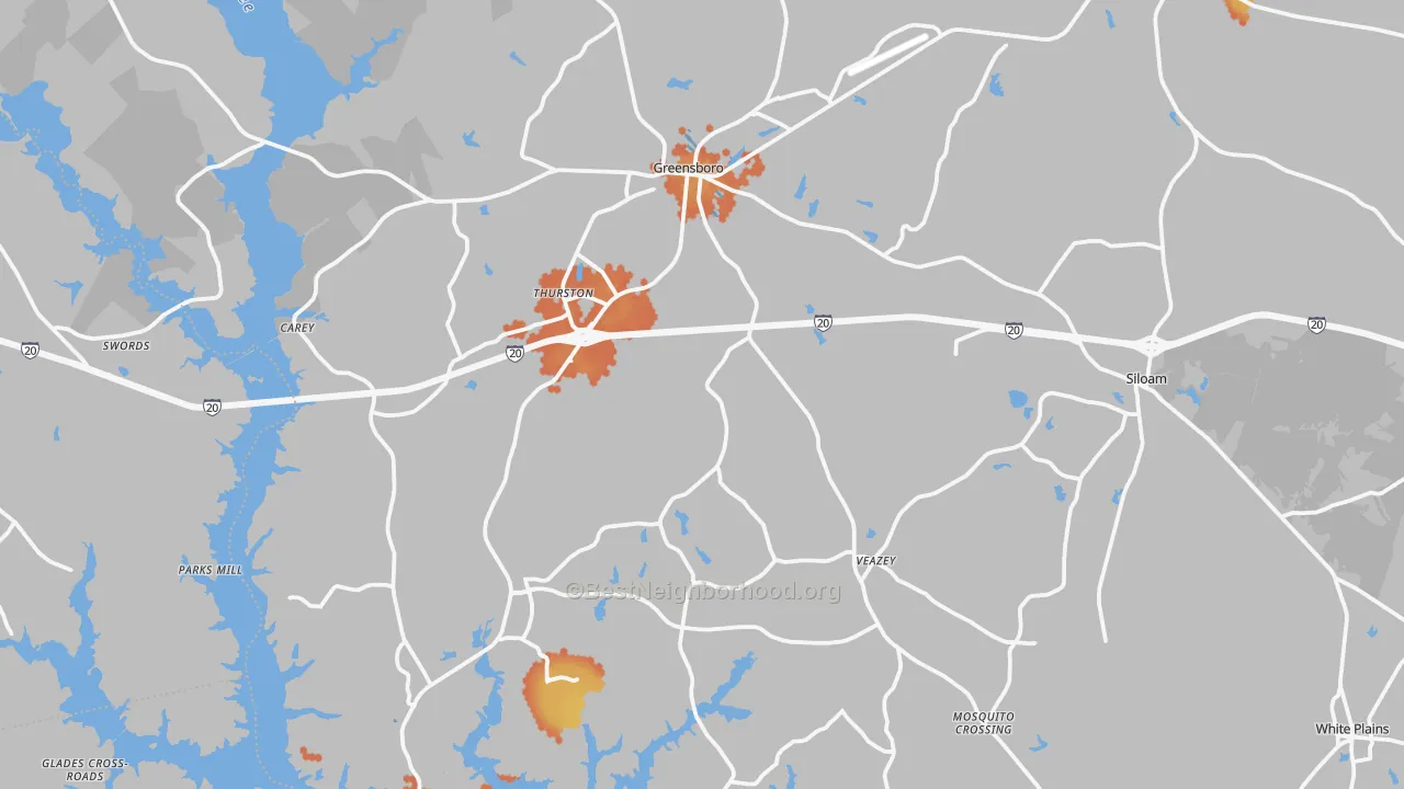 Bike Grade map of Greene County, GA