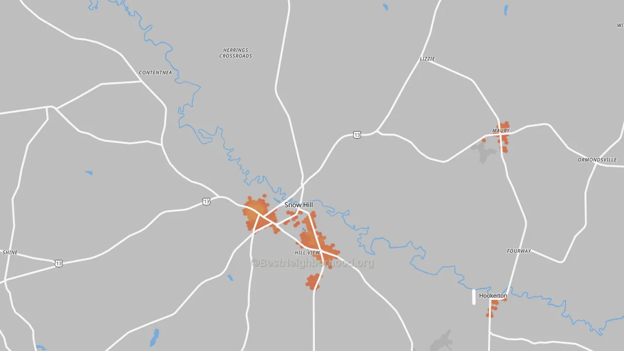 Bike Grade map of Greene County, NC