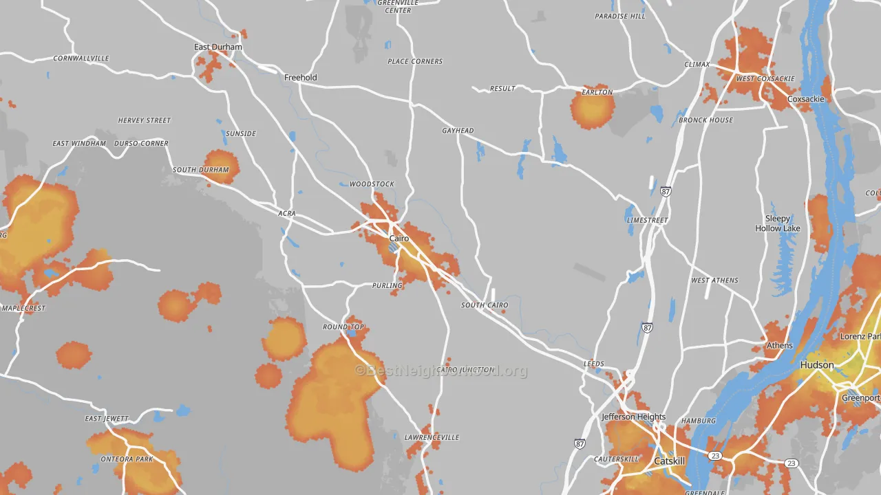 Bike Grade map of Greene County, NY