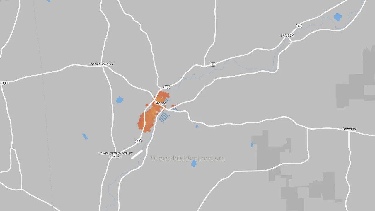 Bike Grade map of Greene, NY
