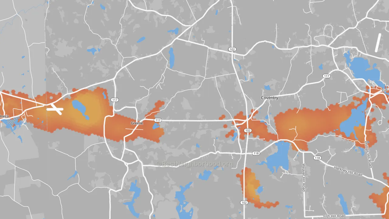 Bike Grade map of Greene, RI
