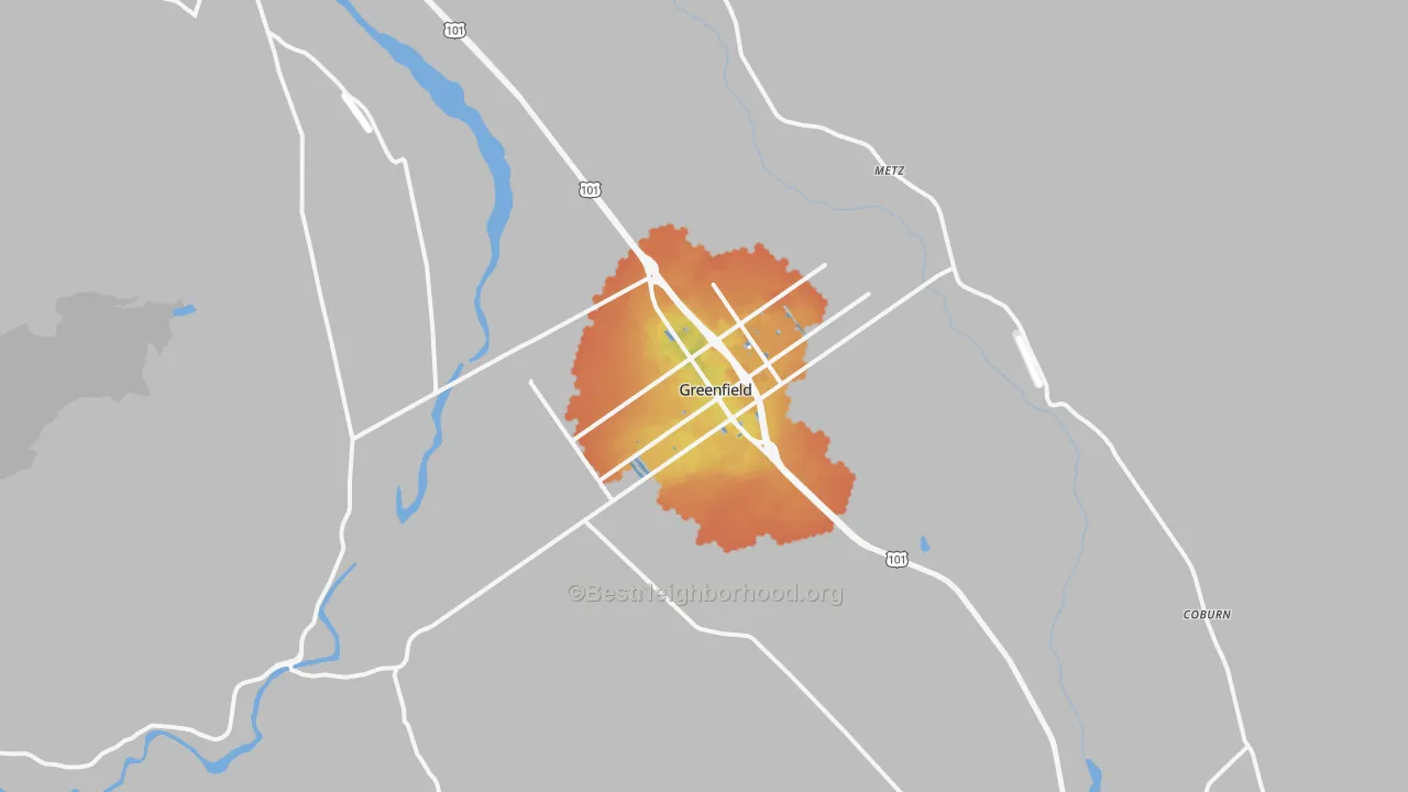 Bike Grade map of Greenfield, CA