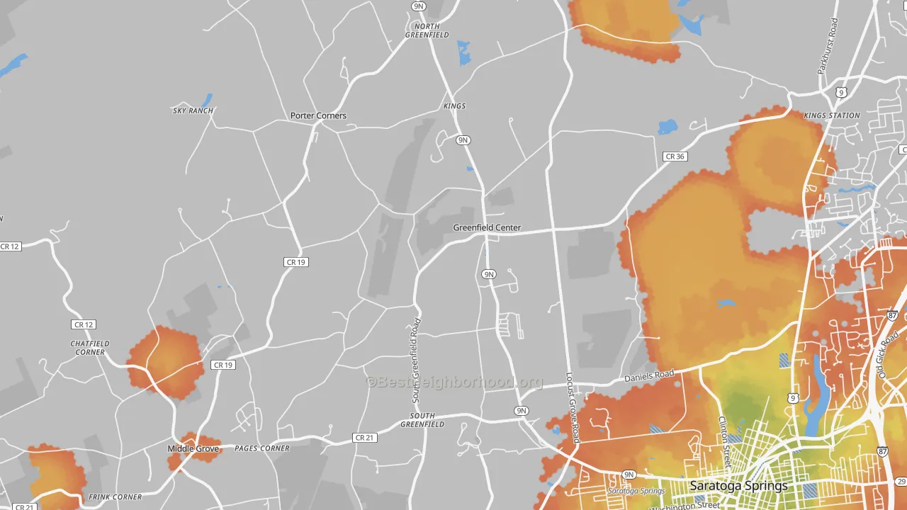 Bike Grade map of Greenfield Center, NY