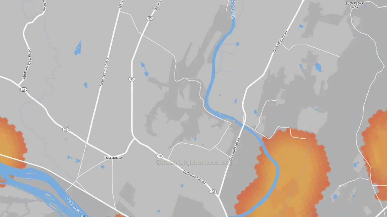 Bike Grade map of Greenfield Mills, MD