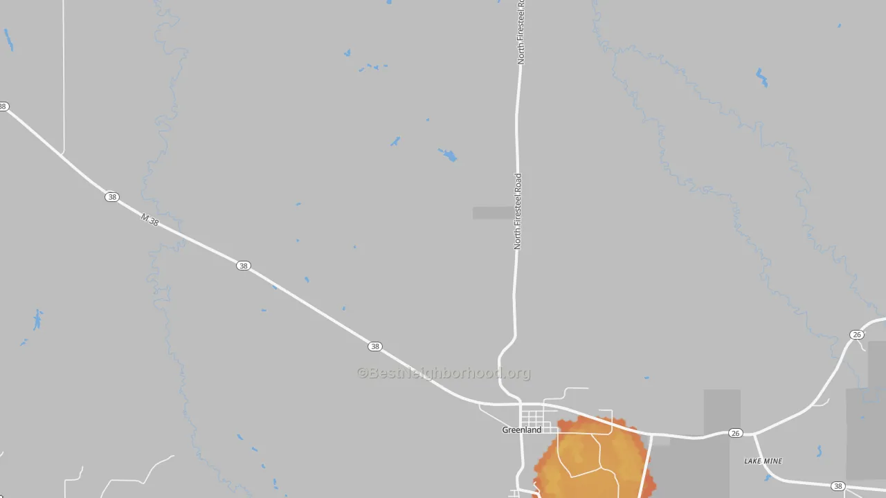 Bike Grade map of Greenland, MI