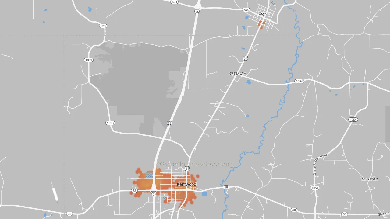 Bike Grade map of Greenlaw, LA