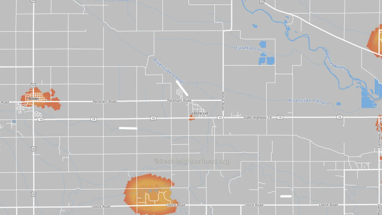 Bike Grade map of Greenleaf, ID