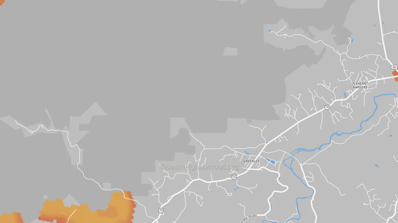 Bike Grade map of Greenlee, NC